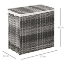 Cesto Portabiancheria Pieghevole 57x34x60 cm in Rattan con Sacco Grigio-3