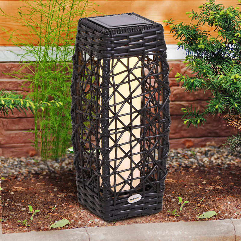 Lanterna Lampada LED da Giardino con Copertura in Rattan Sintetico Caffè 19x19x68 cm -2