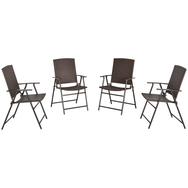 Set mit 4 klappbaren Gartenstühlen aus Stahl und braunem Rattan online