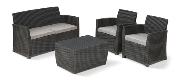 Set da Giardino Divano 2 Poltrone e Tavolino Keter Mia Lounge Grafite sconto