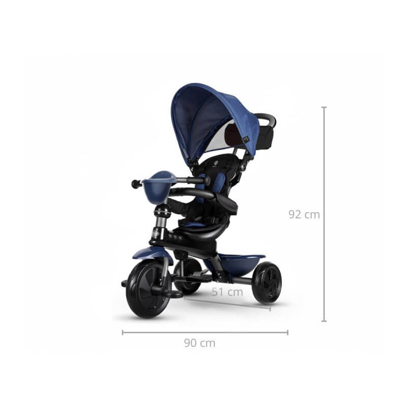 Triciclo a Spinta per Bambini con Maniglione Direzionabile Qplay Cosy Blu-5