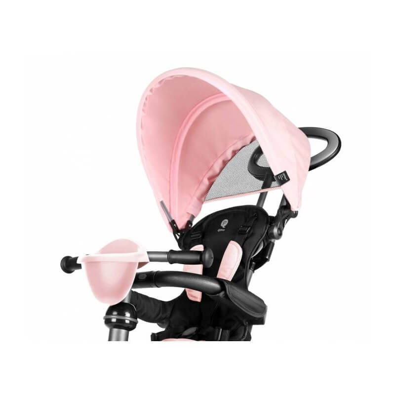 Triciclo a Spinta per Bambini con Maniglione Direzionabile Qplay Cosy Rosa-4