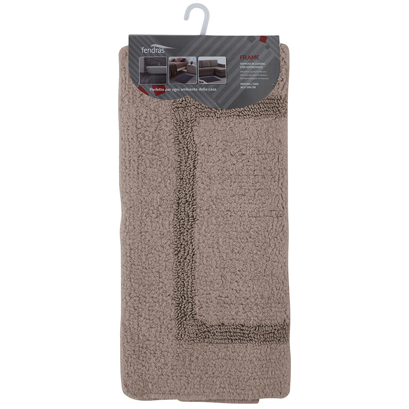 Tappeto Bagno in Cotone con Antiscivolo Tortora Feridras Frame-1