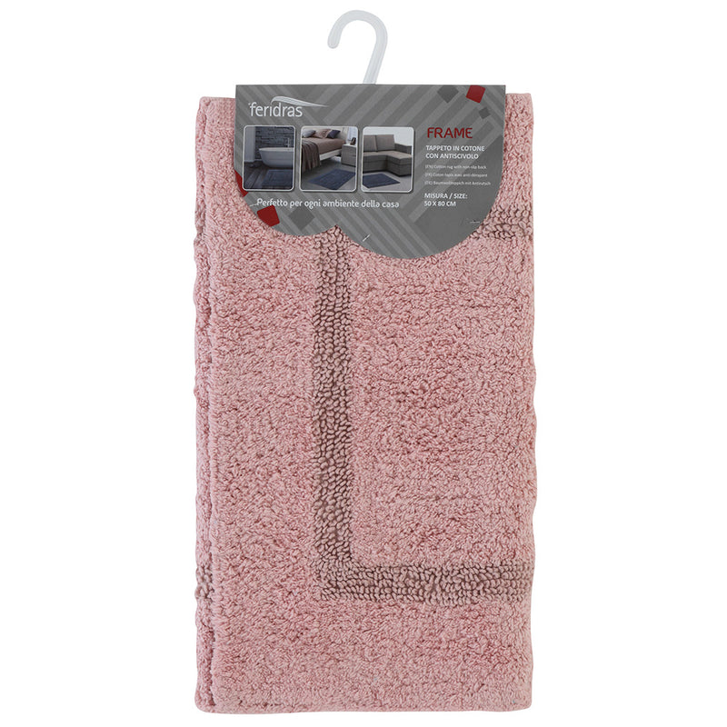 Tappeto Bagno in Cotone con Antiscivolo Rosa Feridras Frame-1