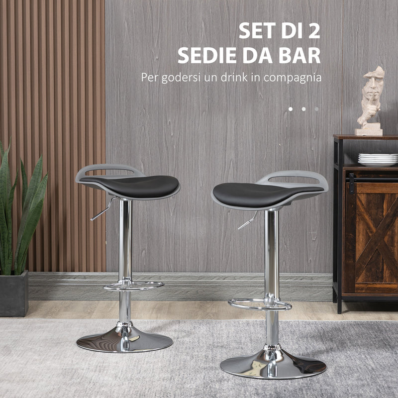 Set 2 Sgabelli da Bar 39x41x68-88 cm Seduta  in Similpelle Nero-4