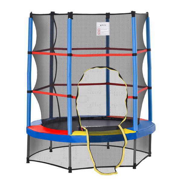 online Trampolino Elastico per Bambini da 3 Anni Ø140cm con Rete di Protezione e Corde Bungee   Blu