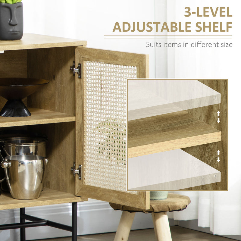 Mobiletto Basso 120x38x76,2 cm in Rattan Naturale-5