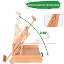 Cavalletto per Pittura da Tavolo Altezza e Angolazione Regolabile 42x36x12,5 cm in Legno di Faggio Naturale-5