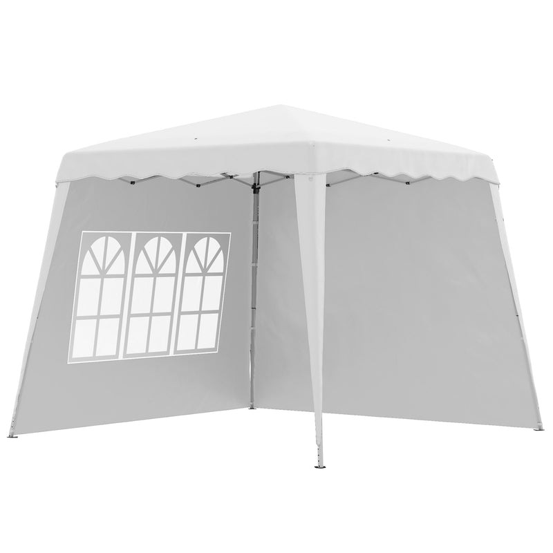 Gazebo Pieghevole da Giardino 2,4x2,4x2,5m in Acciaio e Tessuto Oxford Bianco-1