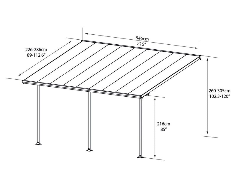 Pergola da Giardino in Alluminio 3x5,46m Onduline Emilia Grigio/Crystal-10