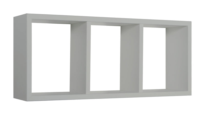 Mensola Rettangolare 3 Scomparti da Parete 70x30x15.5 cm in Fibra di Legno Tristano Grigio Sasso-1