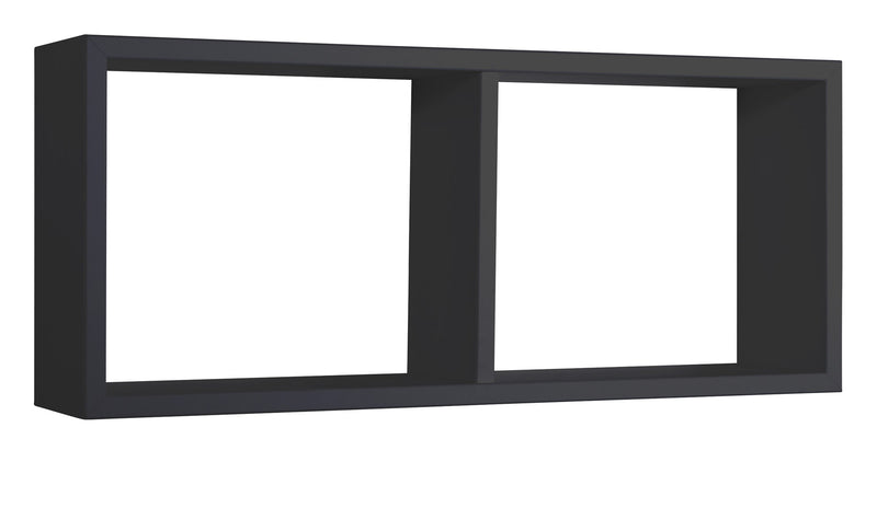 Mensola Rettangolare 2 Scomparti da Parete 70x30x15,5 cm in Fibra di Legno Morgana Nero-1