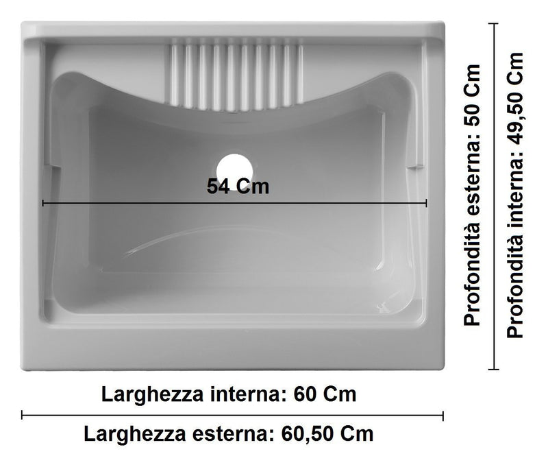 Mobile Lavatoio in PVC 60x50x85cm 2 Ante Forlani Washouse Frassino-2