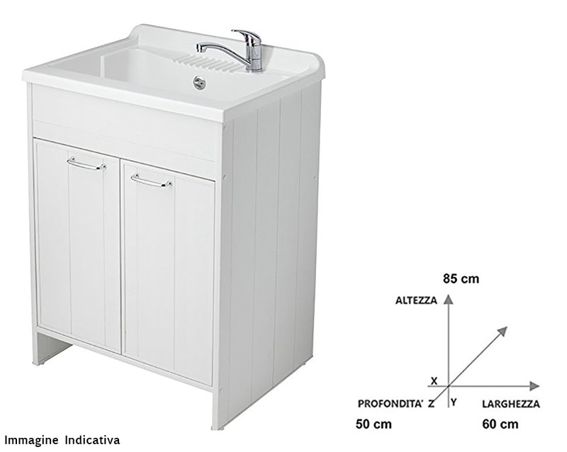 Mobile Lavatoio in PVC 60x50x85cm 2 Ante Forlani Washouse Wengè-5