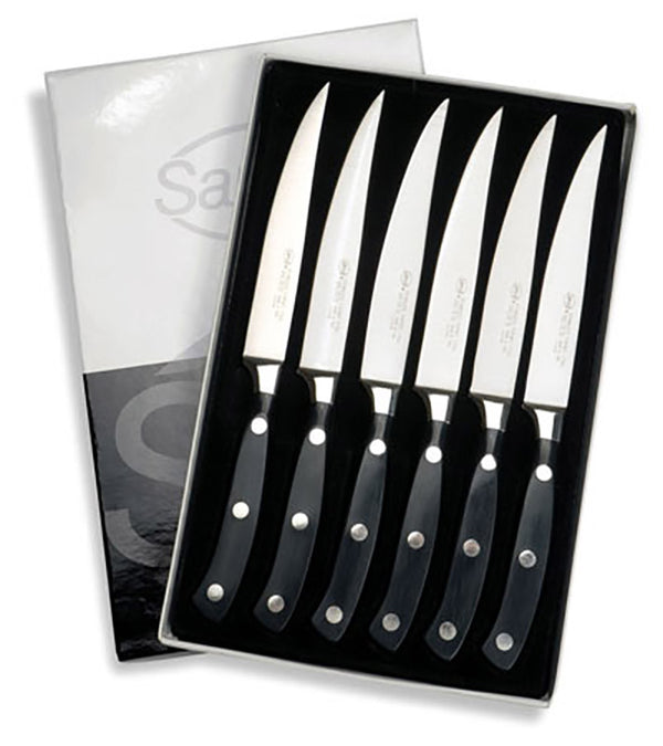 sconto Messerset für Rib-Steak Klinge 12 cm Sanelli Schwarz Anti-Rutsch-Griff