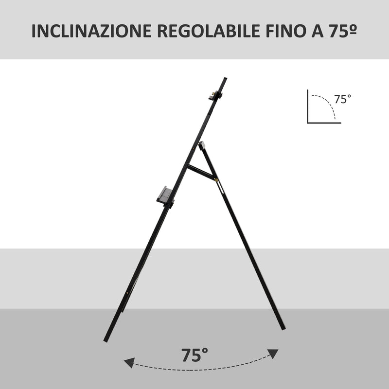 Cavalletto Treppiede da Pittura 51,5x71,5x134,5 cm in Legno di Pino Nero-5