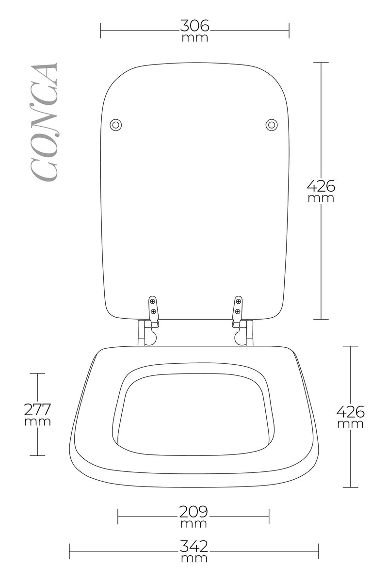 Copriwater Universale 40x50x7 cm in MDF Cerniere in Metallo Cromato Conca Bianco Lucido-5