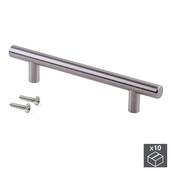 sconto Emuca Möbelgriffe 12 mm Achsabstand 160 mm Satin Nickel Stahl 10 Stück