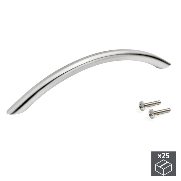 Emuca Möbelgriffe 10 mm Achsabstand 128 mm Satin Nickel Stahl 25 Stück sconto