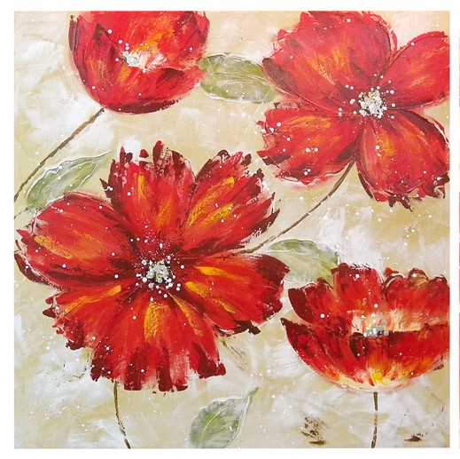 Quadro fiore rosso cm 100x100-1