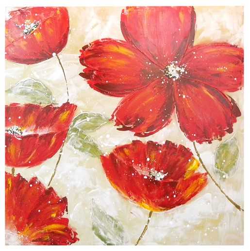 Quadro fiore rosso cm 100x100x2 cm 100x100-1