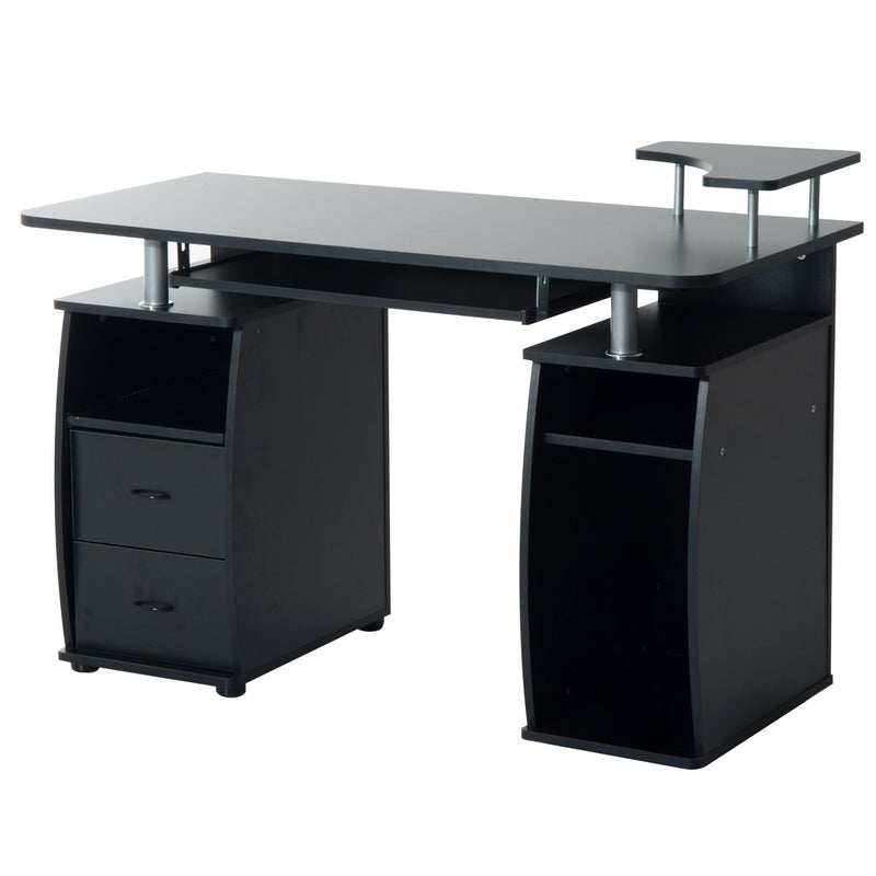 Scrivania da Ufficio Porta PC con Ripiani Tastiera Nero 120x55x85 cm -7