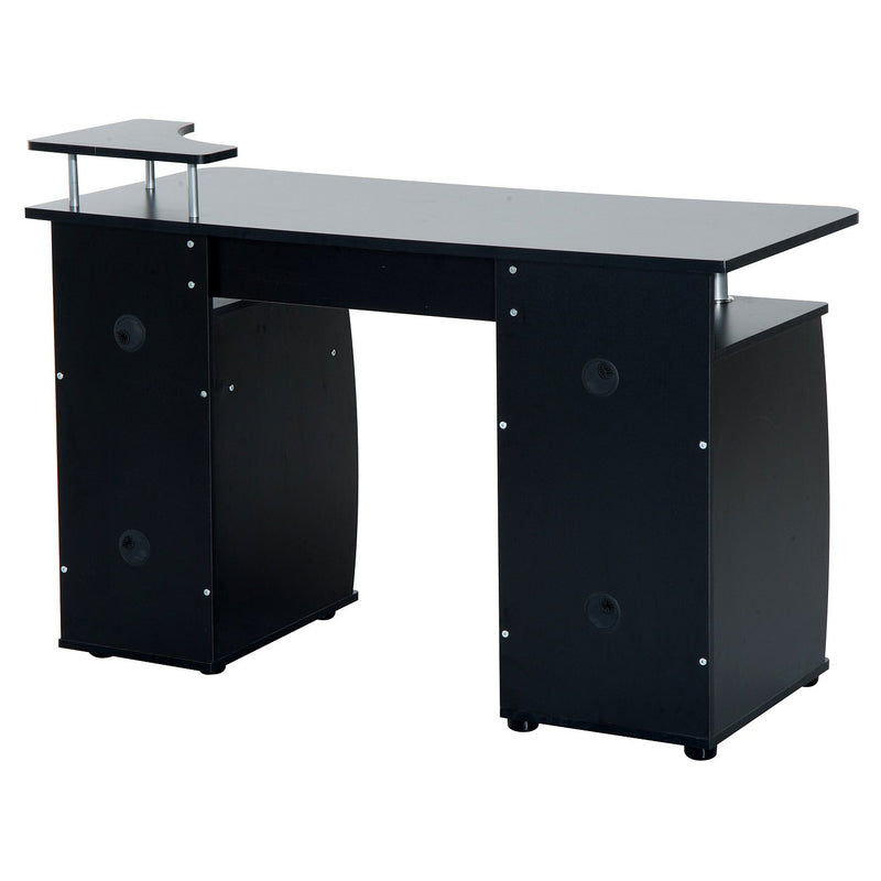 Scrivania da Ufficio Porta PC con Ripiani Tastiera Nero 120x55x85 cm -9