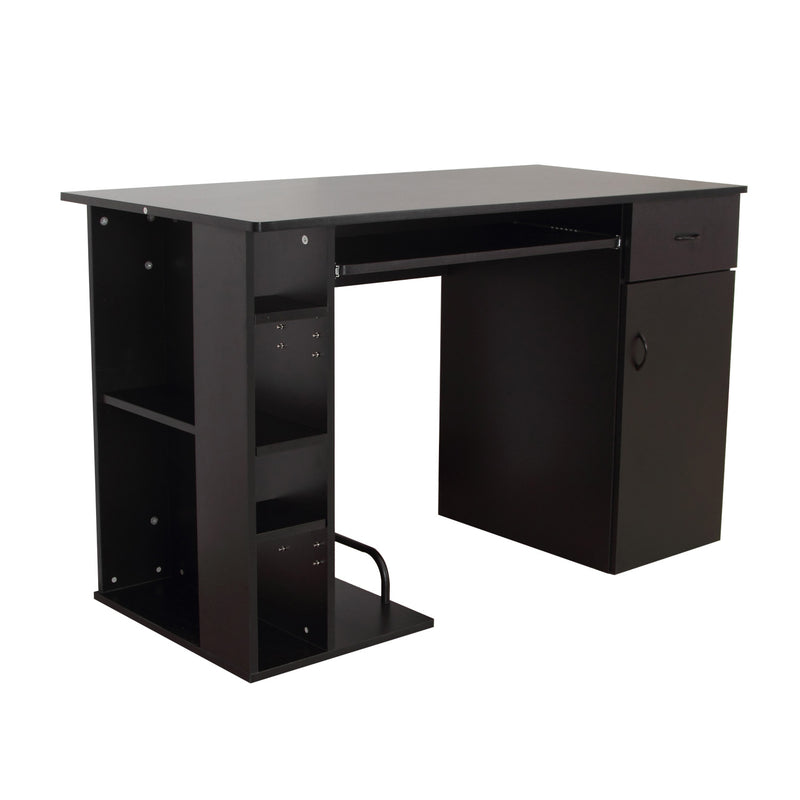 Scrivania da Ufficio Porta PC con Ripiano Tastiera Nera 120x60x74 cm -4