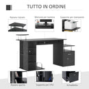 Scrivania Porta PC Moderna Tavolo da Ufficio con Ripiani Tastiera Scorrevole 152x60x88 cm Nero -4