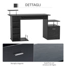 Scrivania Porta PC Moderna Tavolo da Ufficio con Ripiani Tastiera Scorrevole 152x60x88 cm Nero -5