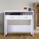 Scrivania Tavolo Porta PC con due Ripiani con Ruote in Legno MDF Bianco 100x36x88 cm -2