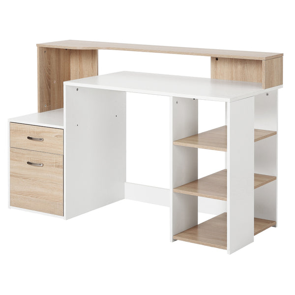 acquista Schreibtisch-PC-Halter 140 x 55 x 92 cm aus MDF-Naturholz und Weiß