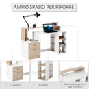 Scrivania da Ufficio Porta PC 137x55x92 cm in Legno MDF Legno Naturale e Bianco-4