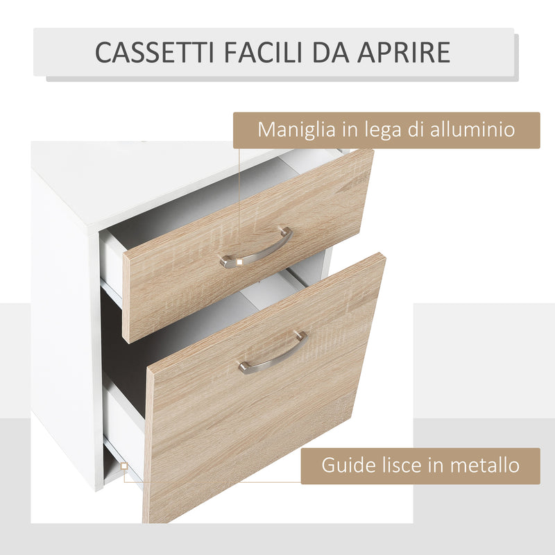 Scrivania da Ufficio Porta PC 137x55x92 cm in Legno MDF Legno Naturale e Bianco-6