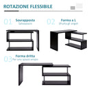 Scrivania da Ufficio Angolare per Computer con Scaffali in Legno Nero 120x106x75 cm -4