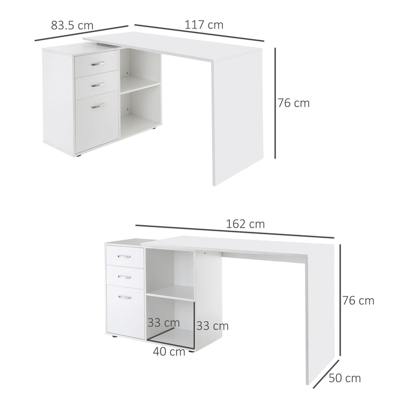 Scrivania da Ufficio ad Angolo Bianca 117x83.5x76 cm -3