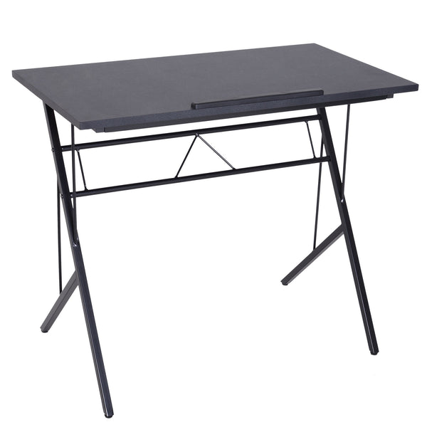 Bis zu 60° neigbarer Schreibtisch mit schwarzer Metall- und Holzseite 90x50x76-91 cm sconto