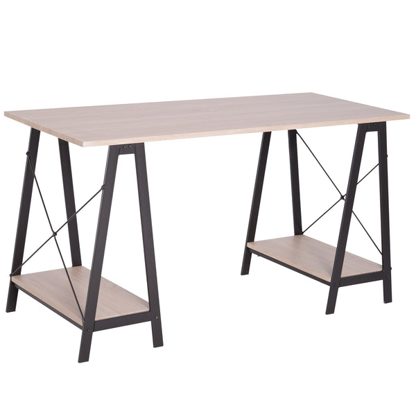 prezzo Industrieller Schreibtisch aus Metall und MDF-Holz Holz und schwarze Regale 140x60x75 cm