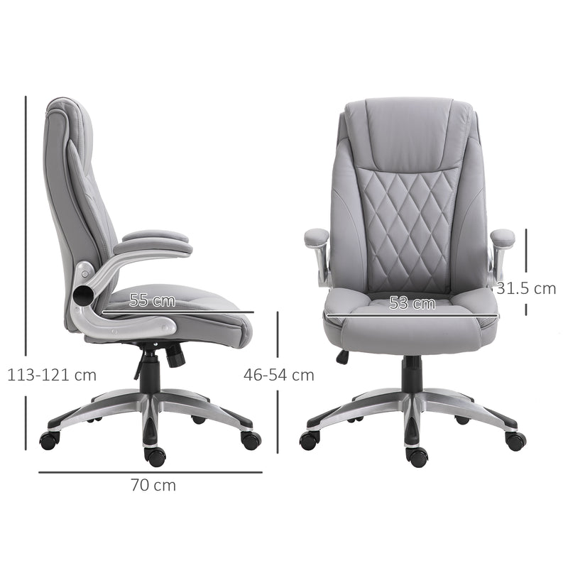 Sedia Poltrona Presidenziale da Ufficio 69,5x76x113-121 cm in Similpelle Grigia-3