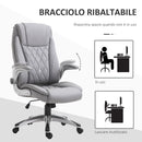 Sedia Poltrona Presidenziale da Ufficio 69,5x76x113-121 cm in Similpelle Grigia-6