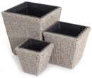 Set 3 Portavasi Quadrati in Polyrattan Bauer Beige-1