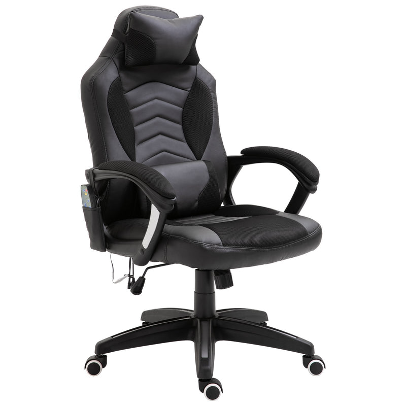 Sedia da Gaming Ergonomica Massaggiante Riscaldante in Similpelle  Nera-1