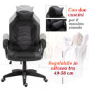 Sedia da Gaming Ergonomica Massaggiante Riscaldante in Similpelle  Nera-3