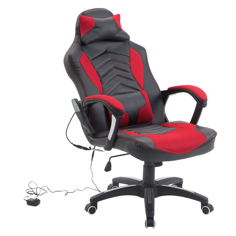 Sedia da Gaming Massaggiante e Riscaldante Rosso e Nero 68x69x108-117 cm -7