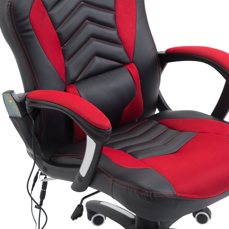 Sedia da Gaming Massaggiante e Riscaldante Rosso e Nero 68x69x108-117 cm -9