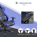 Sedia da Gaming in Similpelle con Sostegno Lombare e Collo Nera e Blu -10