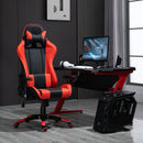 Sedia da Gaming in Similpelle con Sostegno Lombare Collo Nera e Rossa -10