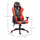 Sedia da Gaming in Similpelle con Sostegno Lombare Collo Nera e Rossa -9