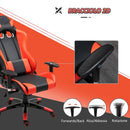 Sedia da Gaming in Similpelle con Sostegno Lombare Collo Nera e Rossa -5