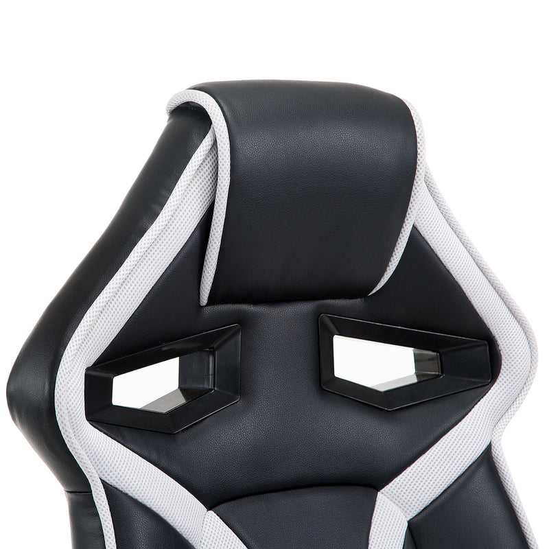 Sedia da Gaming Altezza Regolabile in Similpelle Bianco e Nero -9